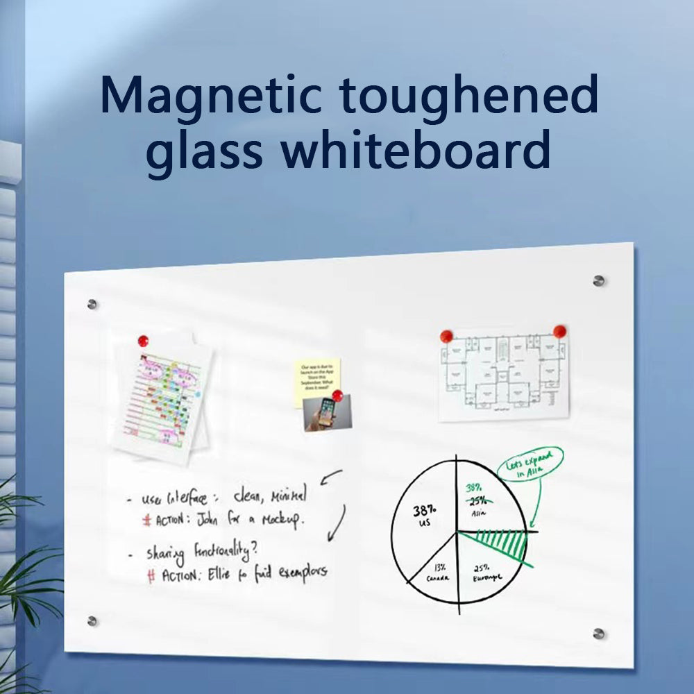 100*150mm Magnetic Glass board Dry Erase Board Large Whiteboards for Interactive Office Wall Frameless White Glassboard
