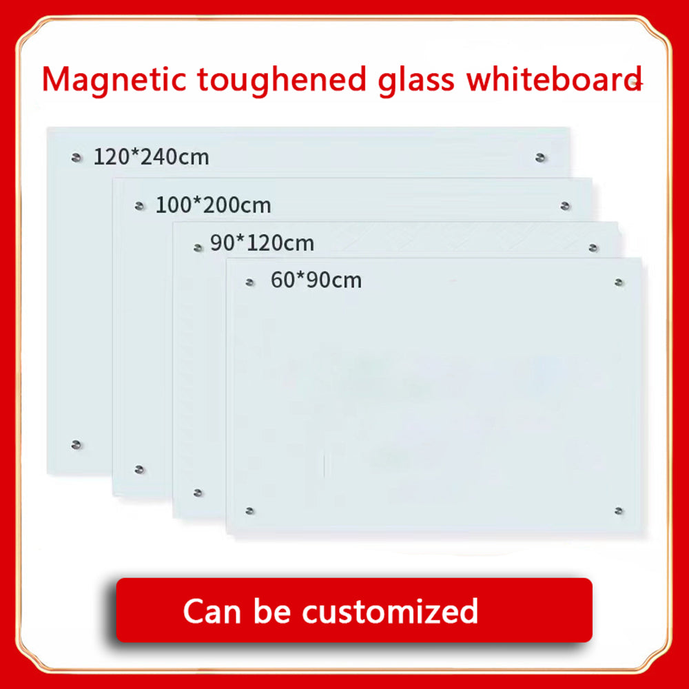 120*180cm Magnetic Glass Whiteboard Wall Mounted Frameless for Office School Home
